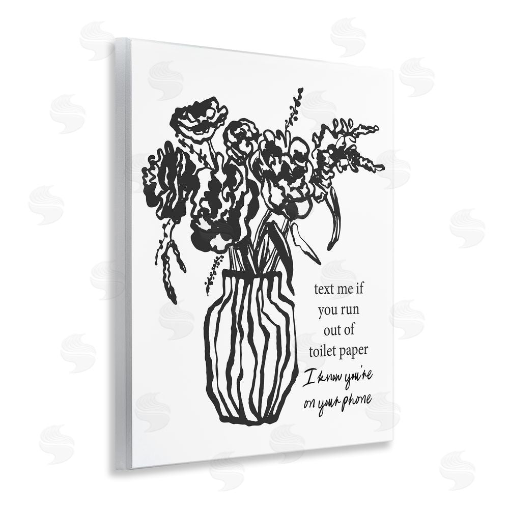 Lettered and Lined Text Me Bathroom Florals Wall Plaque Art Print