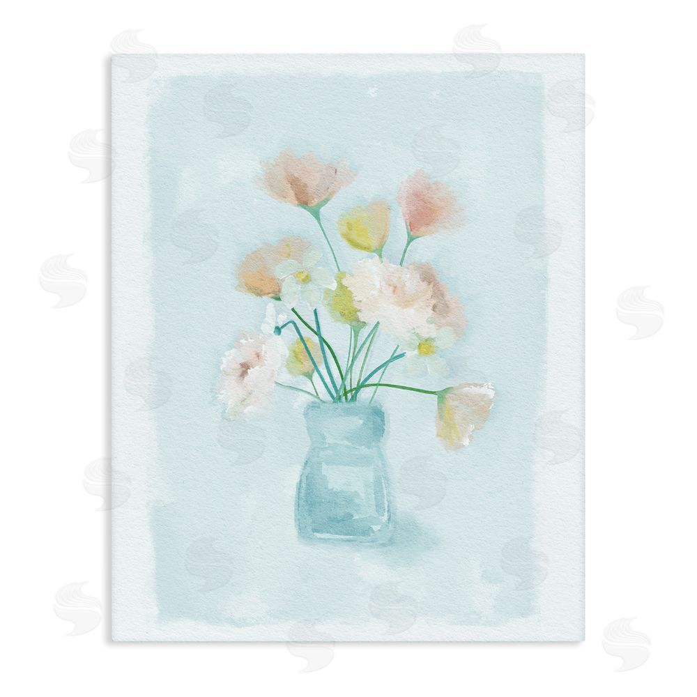 Leah Straatsma Pretty Florals in Vase Stretched Canvas Wall Art Print