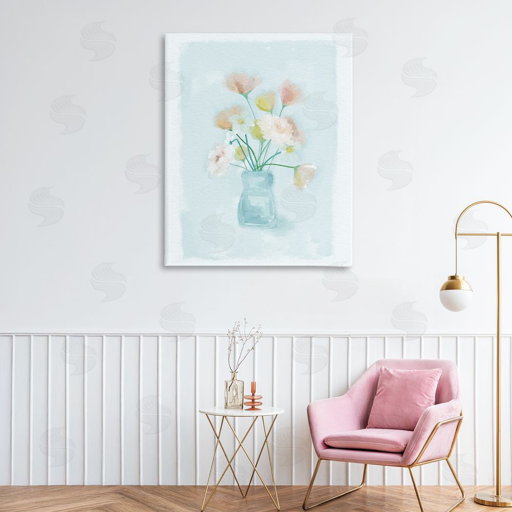 Leah Straatsma Pretty Florals in Vase Stretched Canvas Wall Art Print in Room