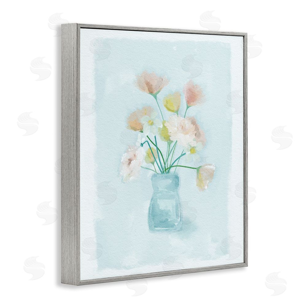 Leah Straatsma Pretty Florals in Vase Gray Framed Giclee Wall Art Print