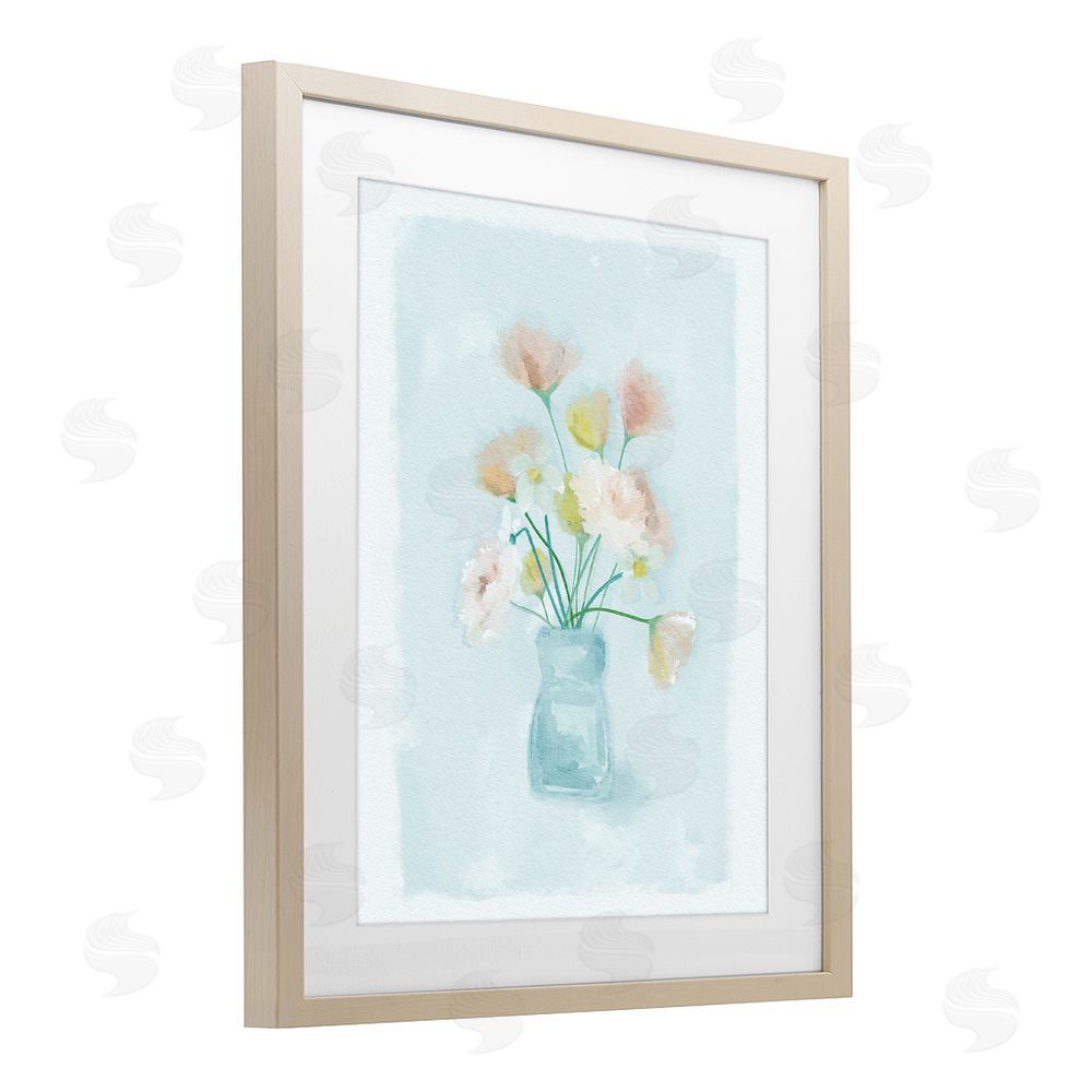 Leah Straatsma Pretty Florals in Vase Brown Framed Print Under Glass Wall Art