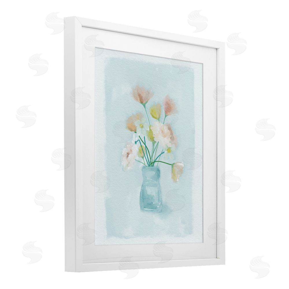 Leah Straatsma Pretty Florals in Vase White Framed Print Under Glass Wall Art