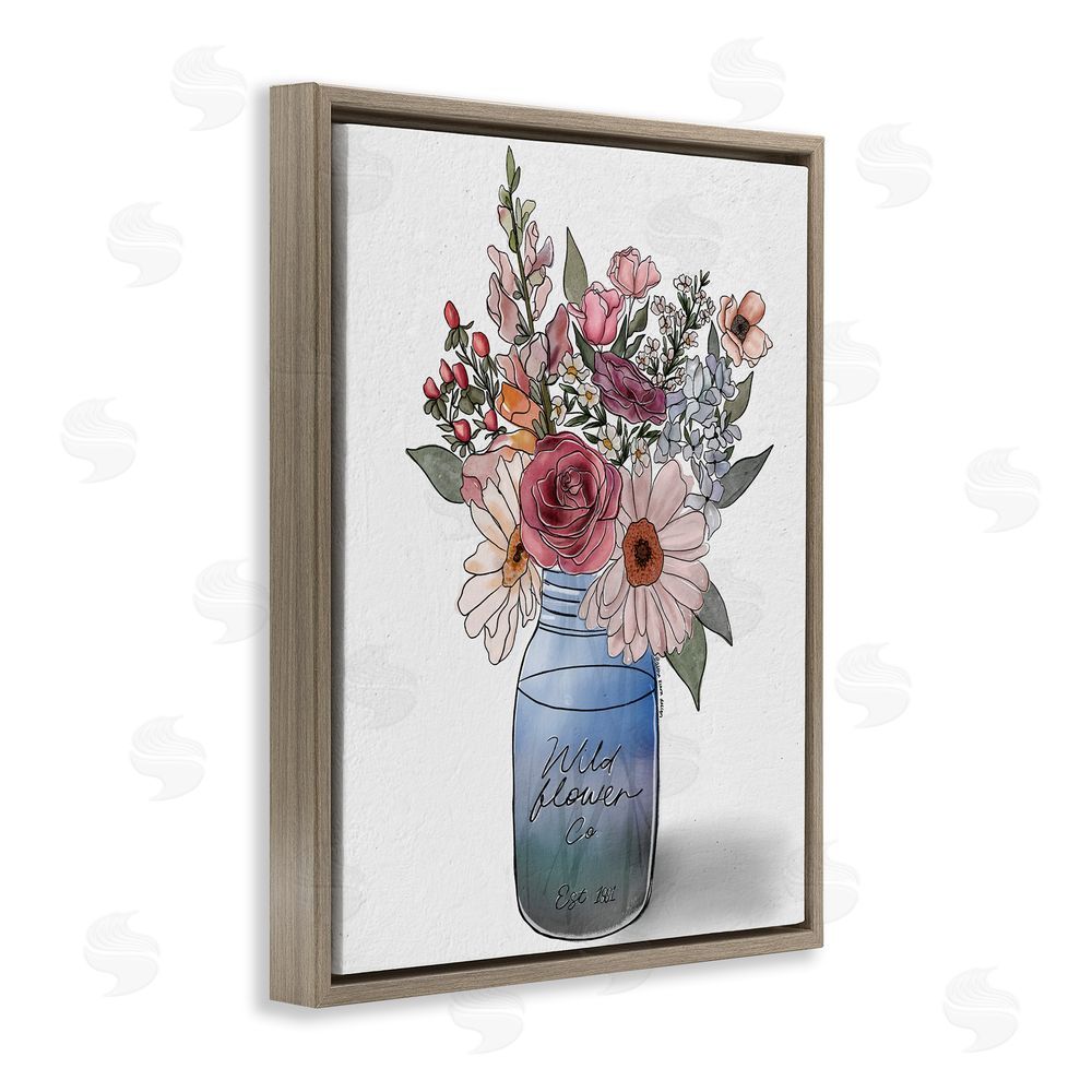 Alisha Kiara Design Farmer's Market Florals Brown Floating Frame Canvas Wall Art