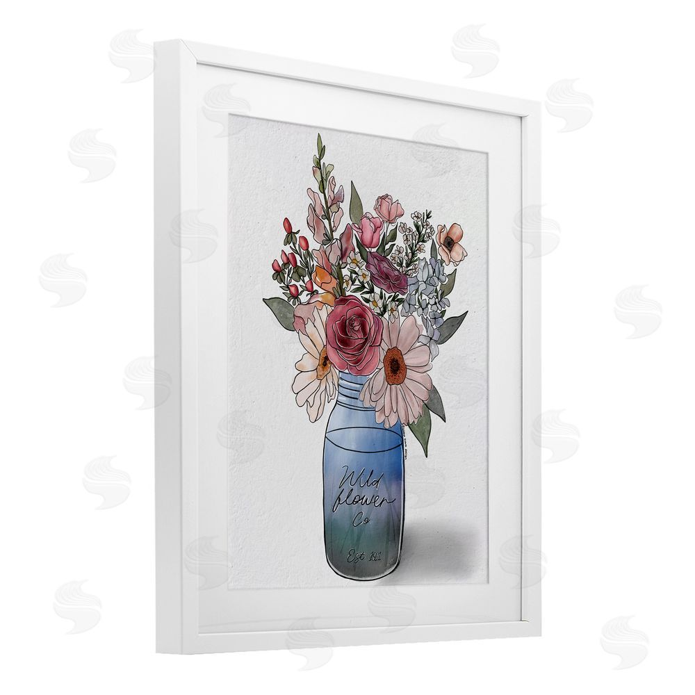Alisha Kiara Design Farmer's Market Florals White Framed Print Under Glass with Mat Wall Art