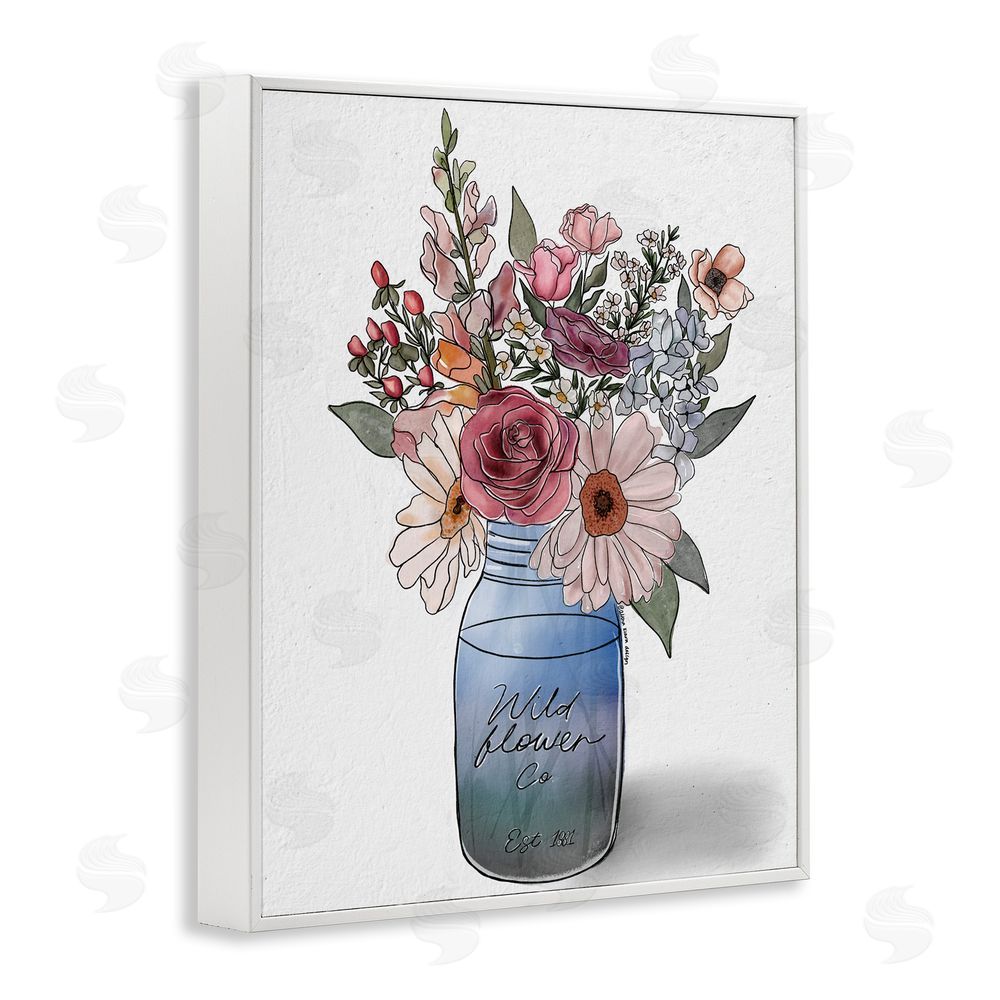 Alisha Kiara Design Farmer's Market Florals White Framed Giclee Wall Art Print