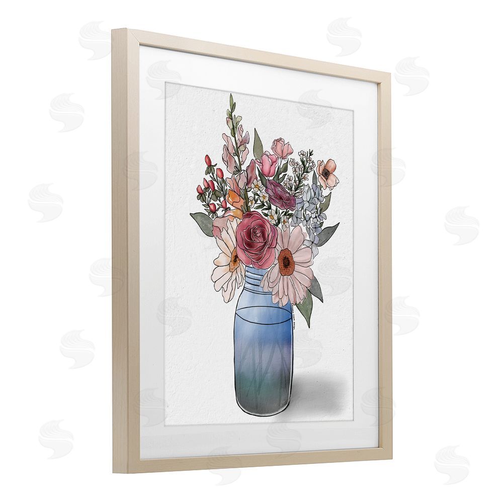 Alisha Kiara Design Farmer's Market Vase Brown Framed Print Under Glass with Mat Wall Art
