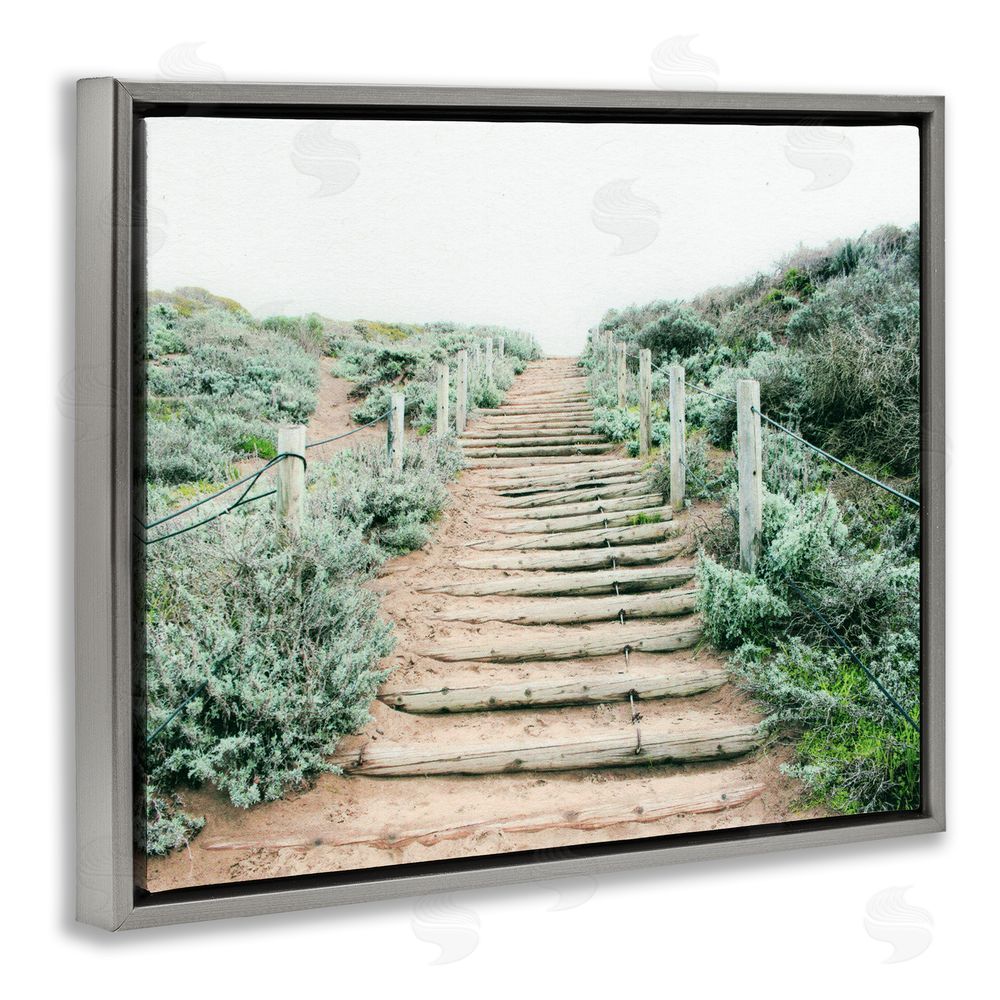 Leah Noel Art Stairway To Heaven Path Gray Floating Frame Canvas Wall Art Print