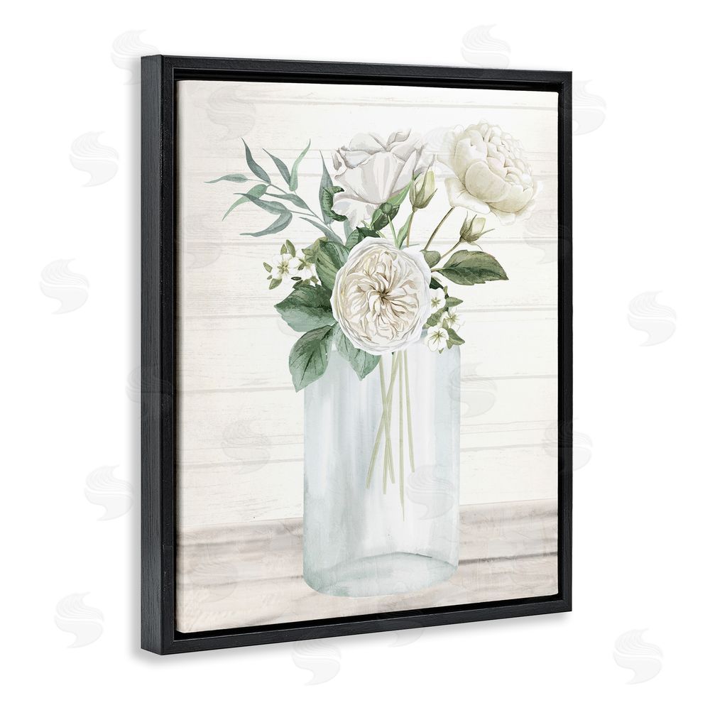 Kim Allen Patience Flower Vase Black Floating Frame Canvas Wall Art Print