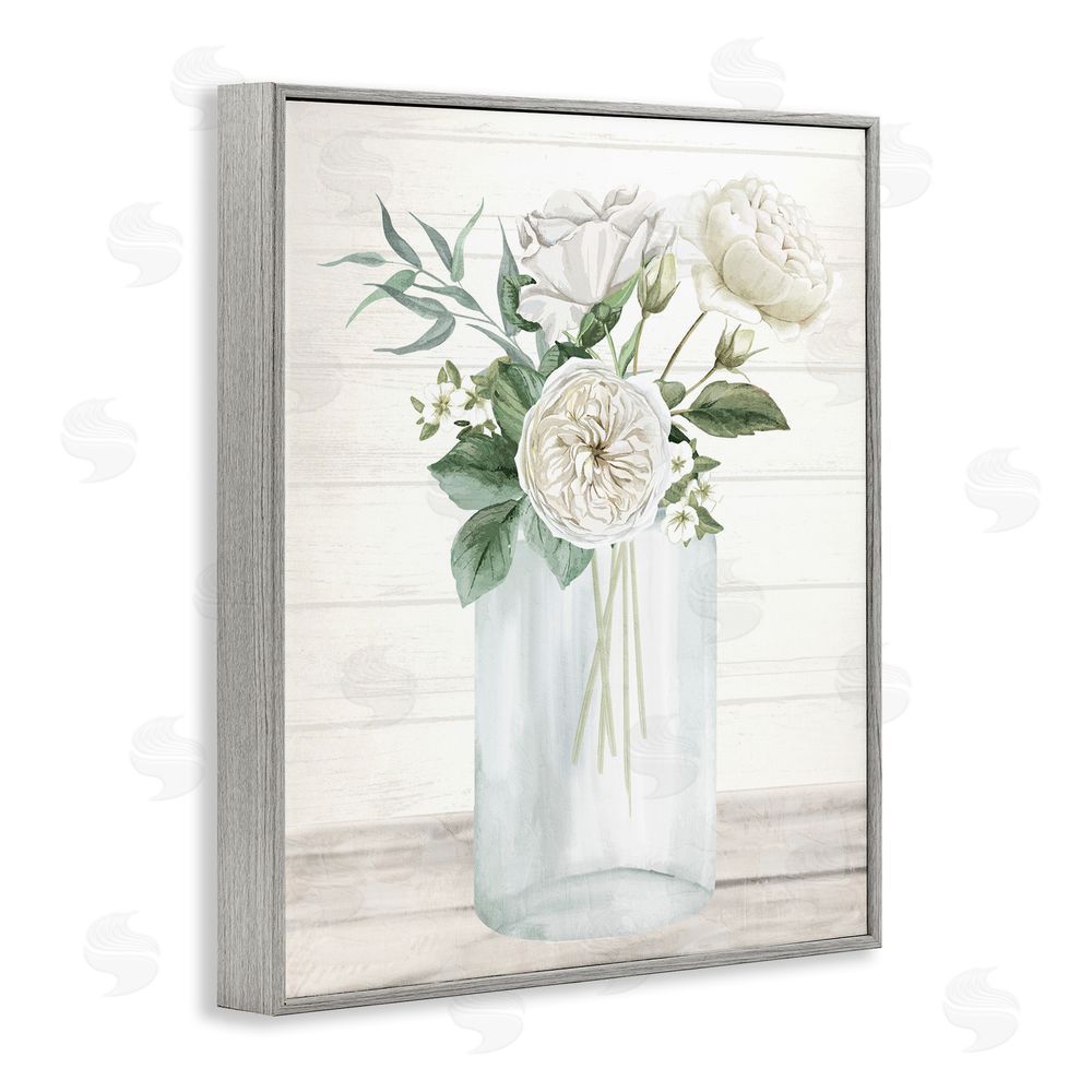 Kim Allen Patience Flower Vase Gray Framed Giclee Wall Art Print