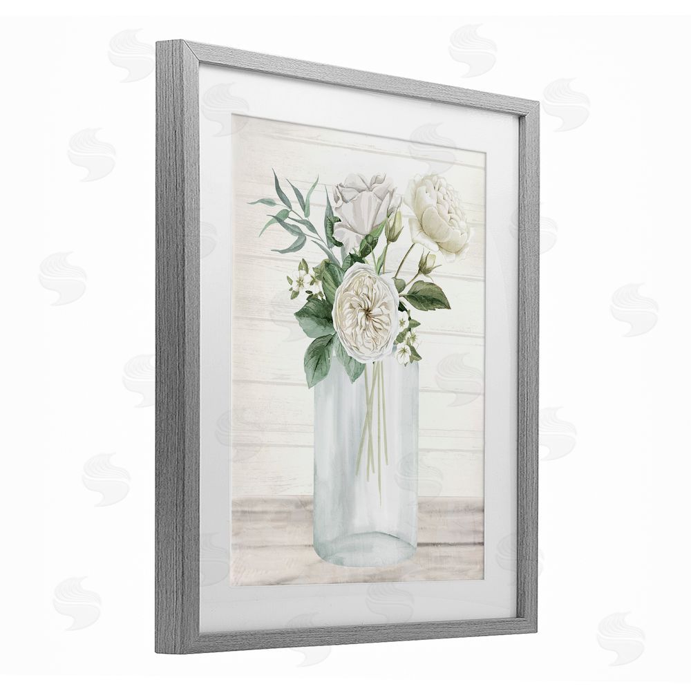 Kim Allen Patience Flower Vase Gray Framed Print Under Glass Wall Art