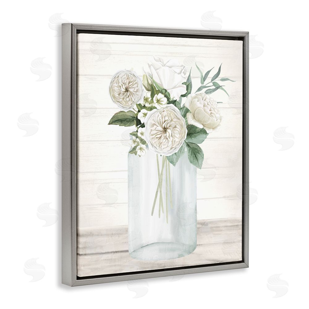 Kim Allen Elegant Patience Bouquet Gray Floating Frame Canvas Wall Art