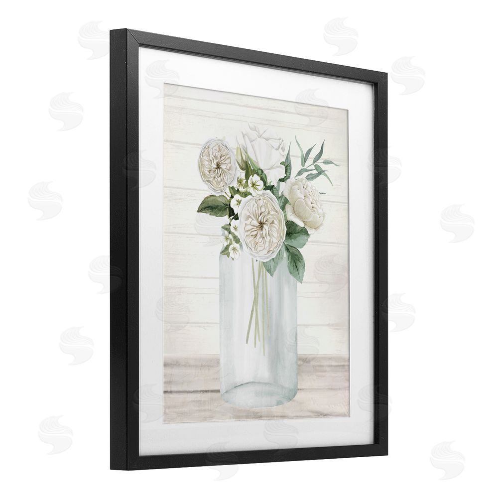 Kim Allen Elegant Patience Bouquet Black Framed Print Under Glass with Mat Wall Art