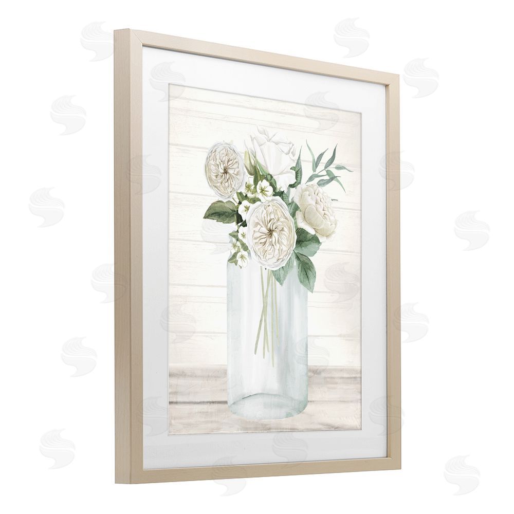 Kim Allen Elegant Patience Bouquet Brown Framed Print Under Glass with Mat Wall Art