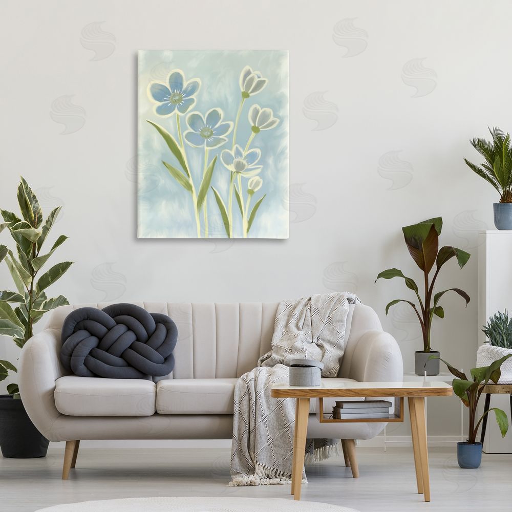 Kim Allen Blue Petals Contour Stretched Canvas Wall Art in Room