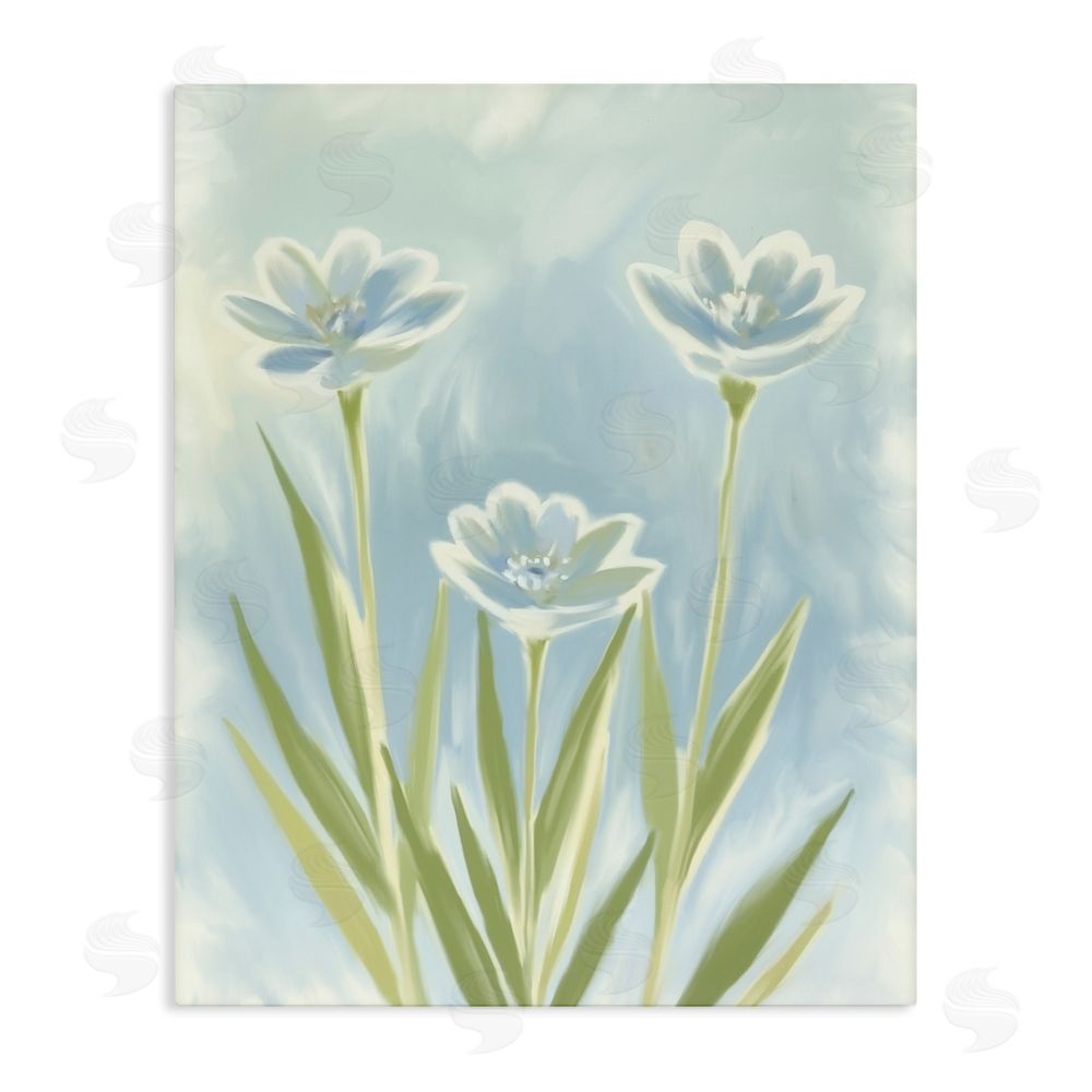 Kim Allen Three Blue Petals Stretched Canvas Wall Art Print