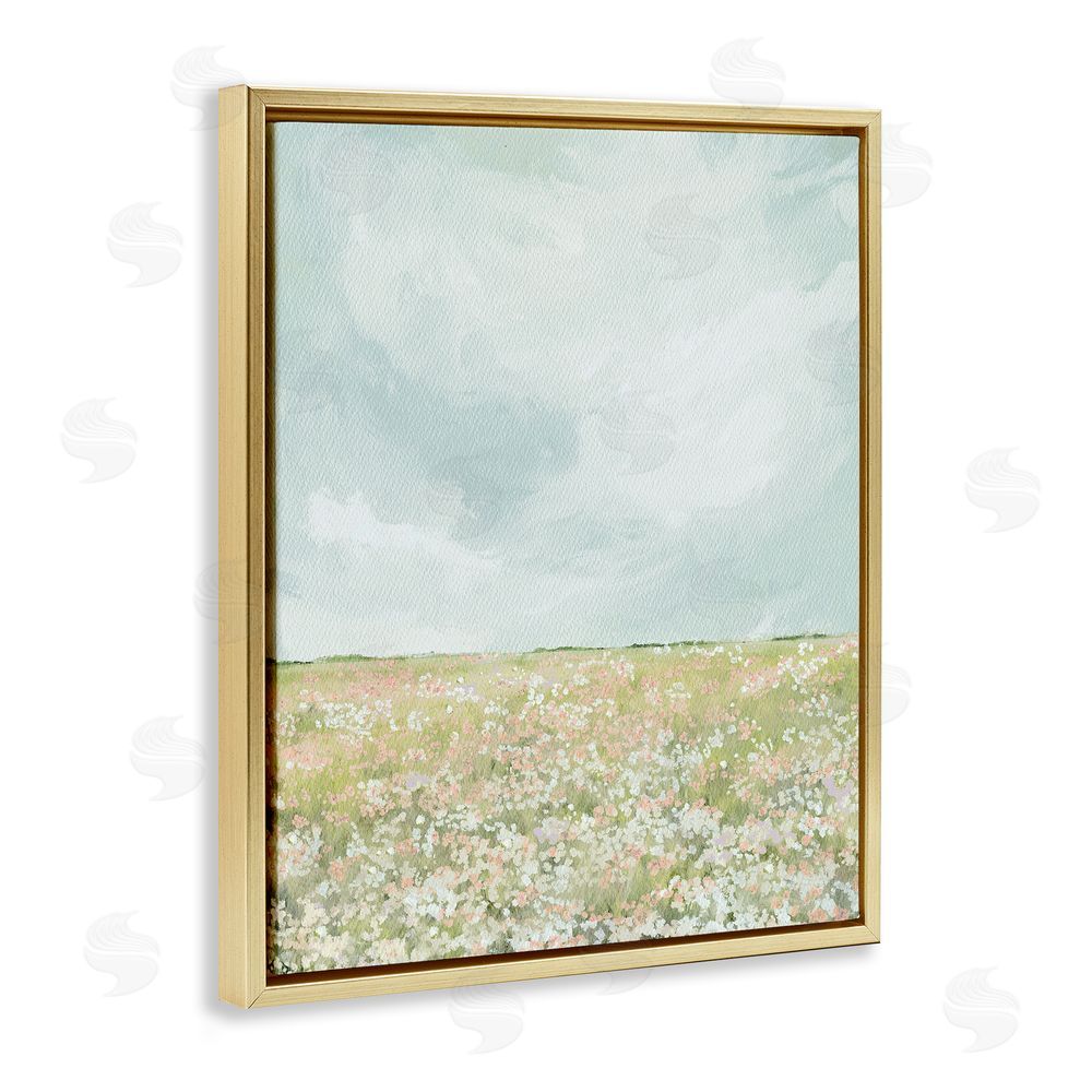 Leah Straatsma Budding Field In Spring Gold Floating Frame Canvas Wall Art Print