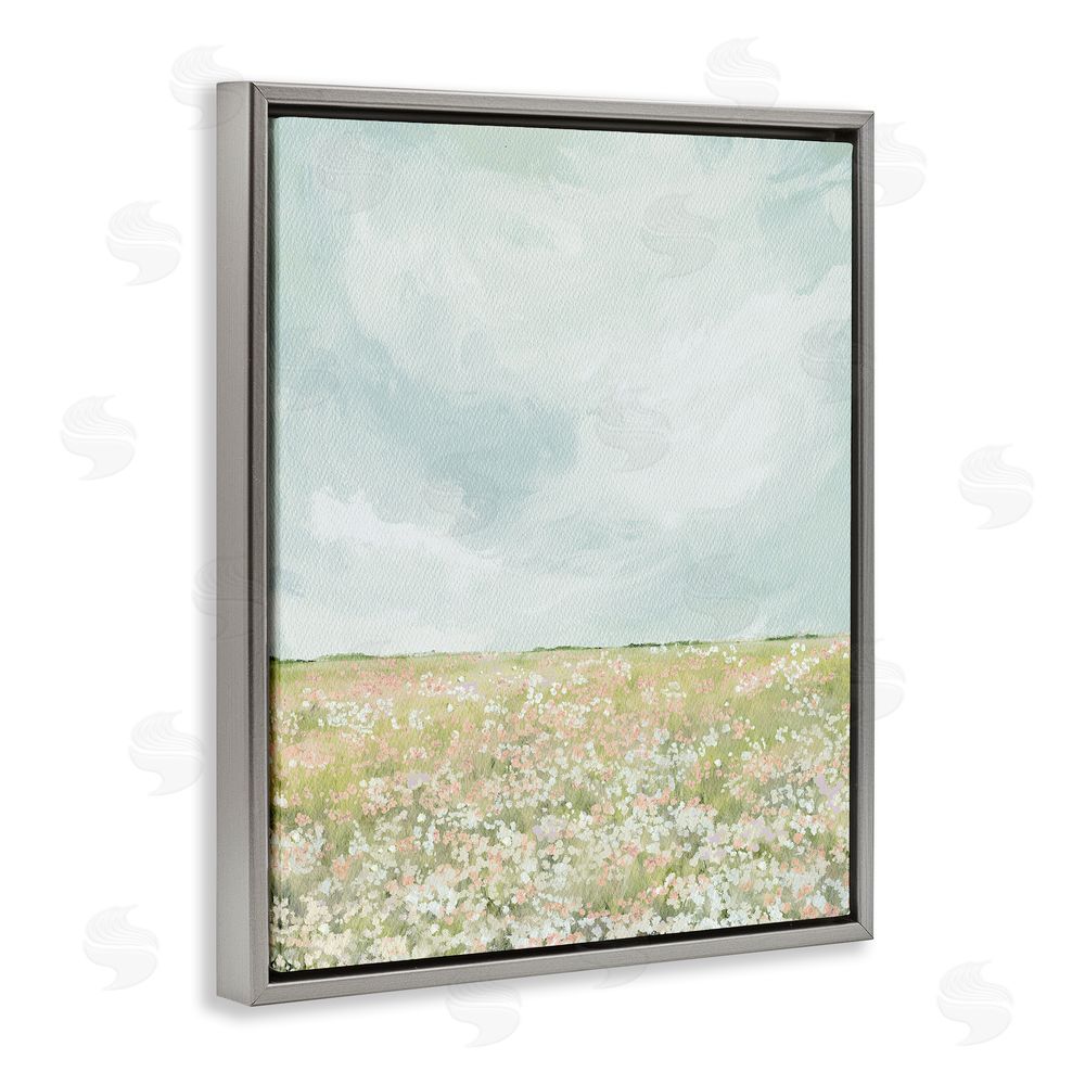 Leah Straatsma Budding Field In Spring Gray Floating Frame Canvas Wall Art Print