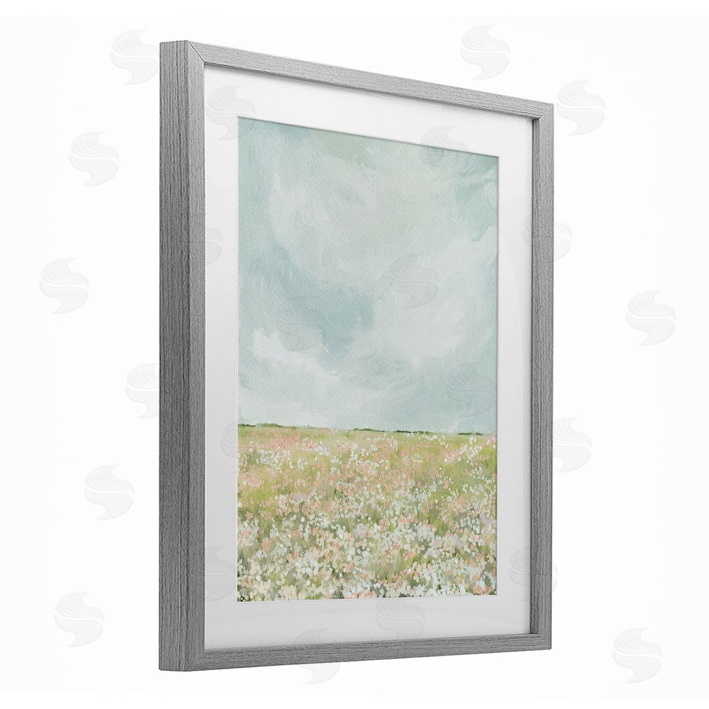 Leah Straatsma Budding Field In Spring Gray Framed Print Under Glass Wall Art