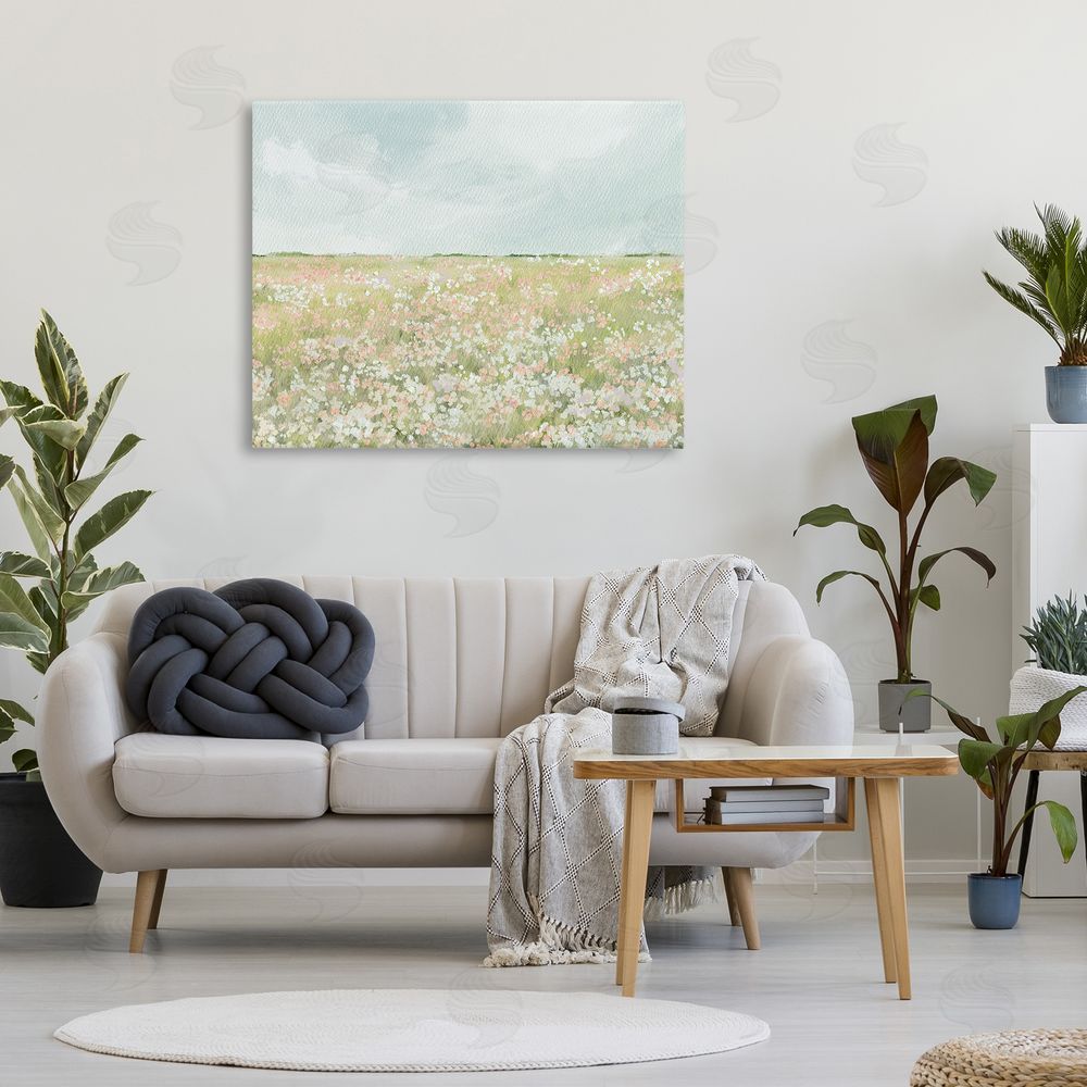 Leah Straatsma Budding Field Scenery Stretched Canvas Wall Art in Room