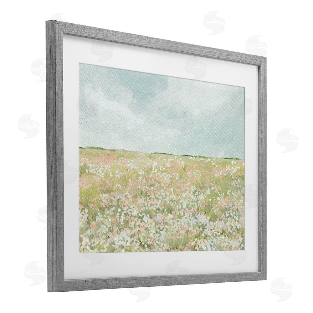 Leah Straatsma Budding Field Scenery Gray Framed Print Under Glass Wall Art