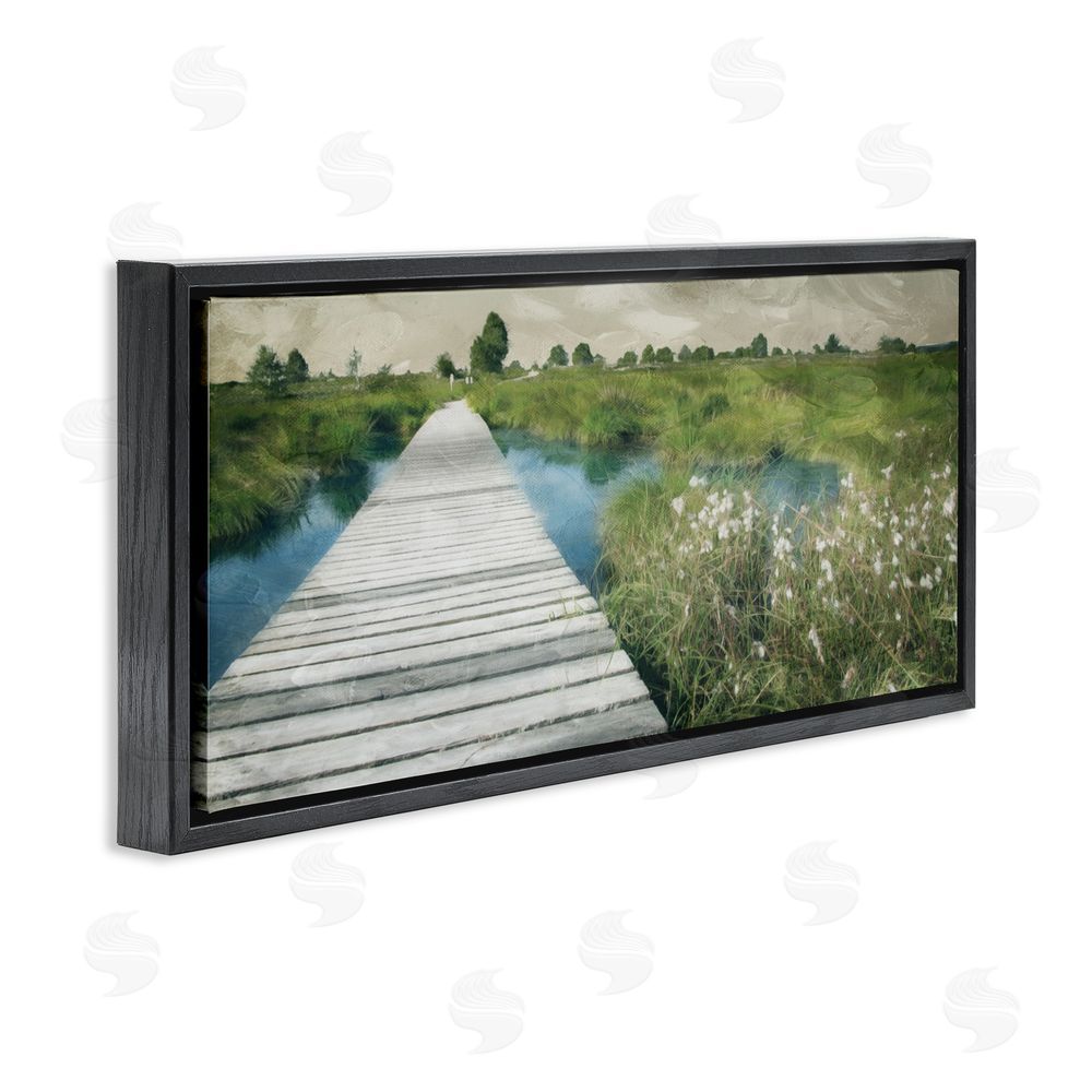 Milli Villa Walkway On The Marsh Black Floating Frame Canvas Wall Art Print
