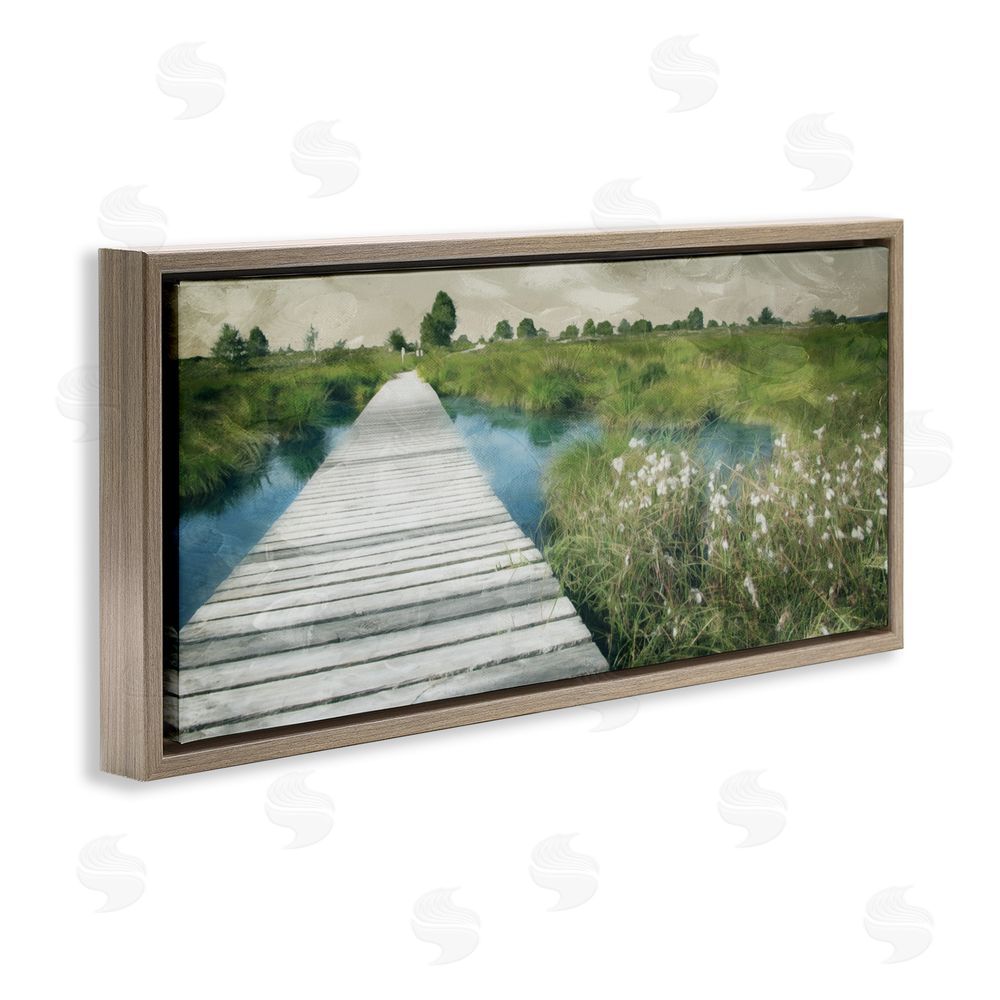Milli Villa Walkway On The Marsh Brown Floating Frame Canvas Wall Art Print