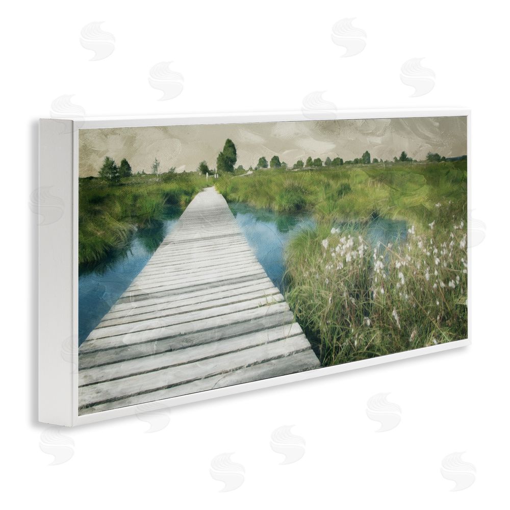 Milli Villa Walkway On The Marsh White Framed Giclee Wall Art Print