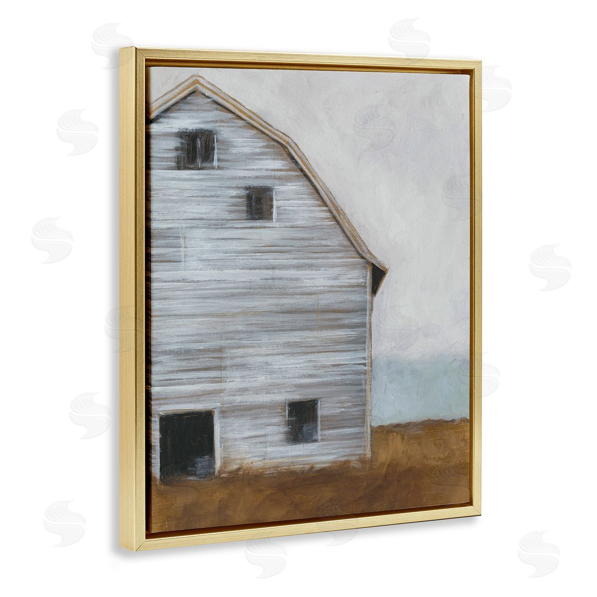 Worn Old Barn Farmhouse Gold Floating Frame Canvas Wall Art, Home Decor by Ethan Harper