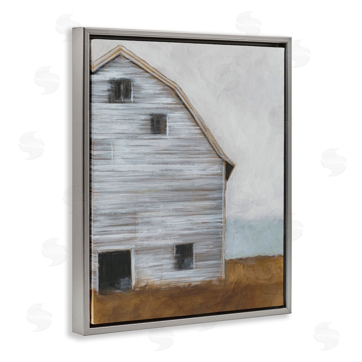 Worn Old Barn Farmhouse Grey Floating Frame Canvas Wall Art, Home Decor by Ethan Harper