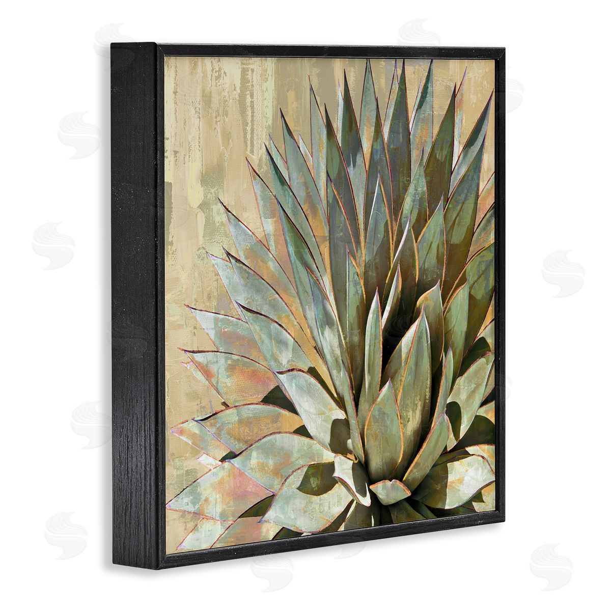 Green Succulent Agave Leaves Black Frame Print Wall Art, Home Decor by Lindsay Benson