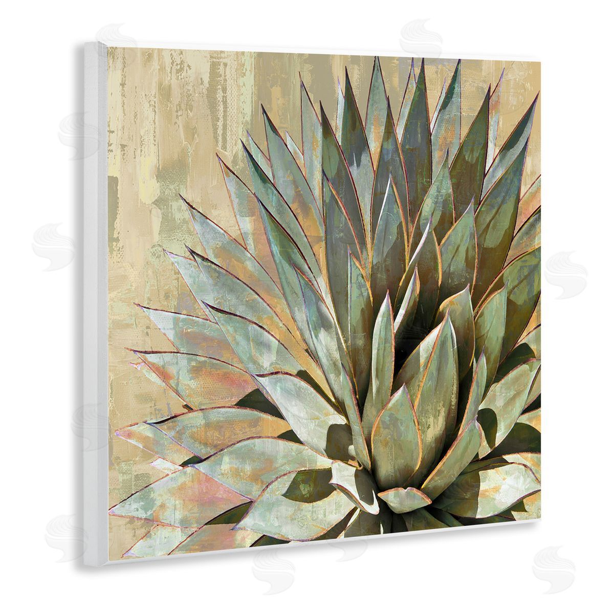 Green Succulent Agave Leaves Wood Plaque Wall Art, Home Decor by Lindsay Benson