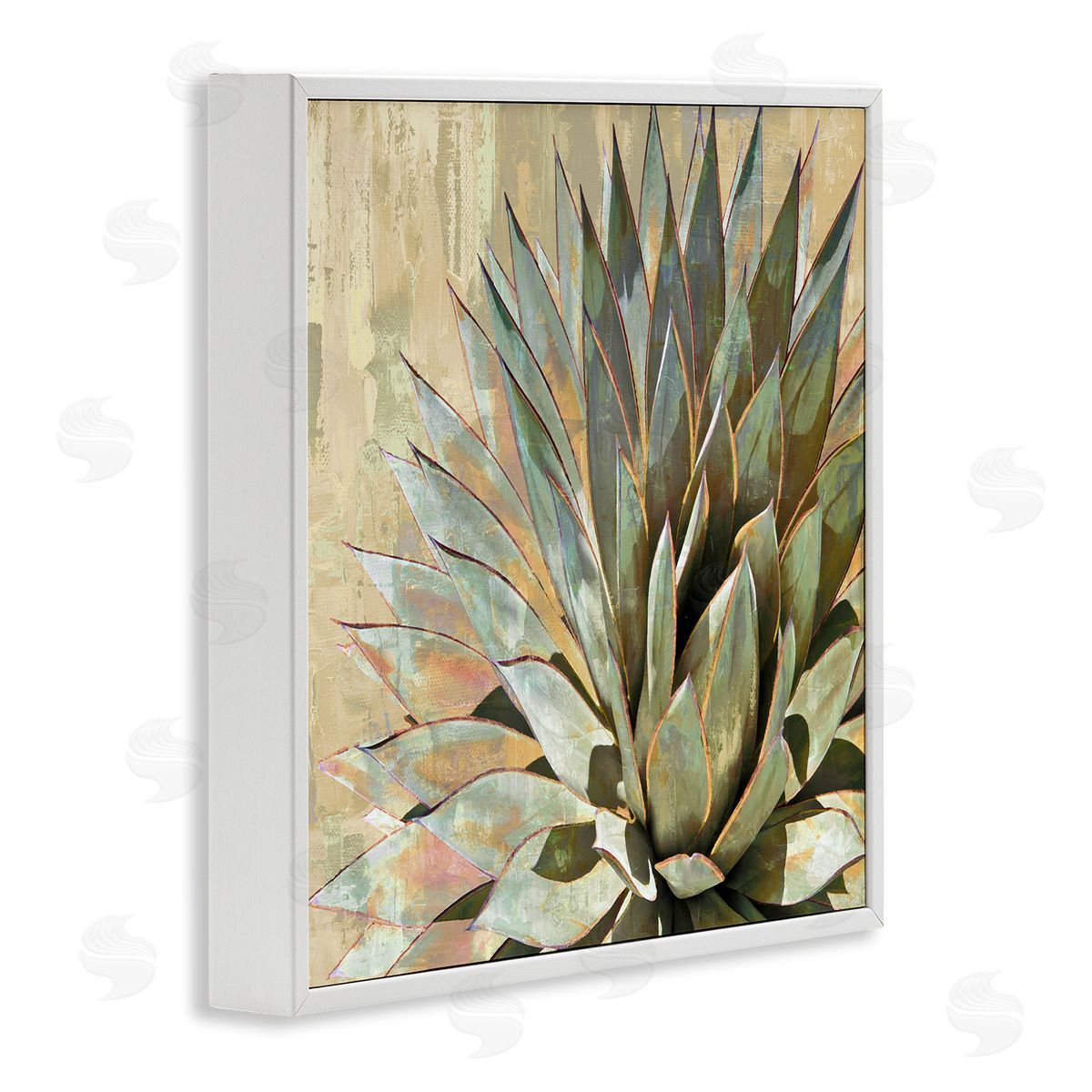 Green Succulent Agave Leaves White Frame Print Wall Art, Home Decor by Lindsay Benson