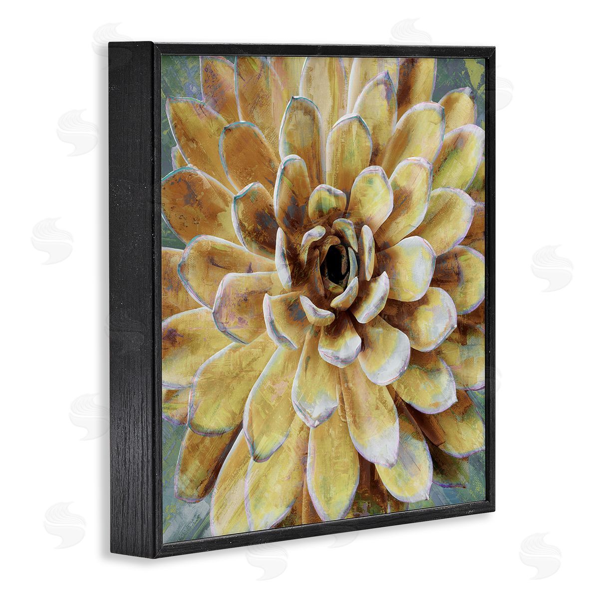Yellow Botanical Succulent Bloom Painting Black Frame Print Wall Art, Home Decor by Lindsay Benson