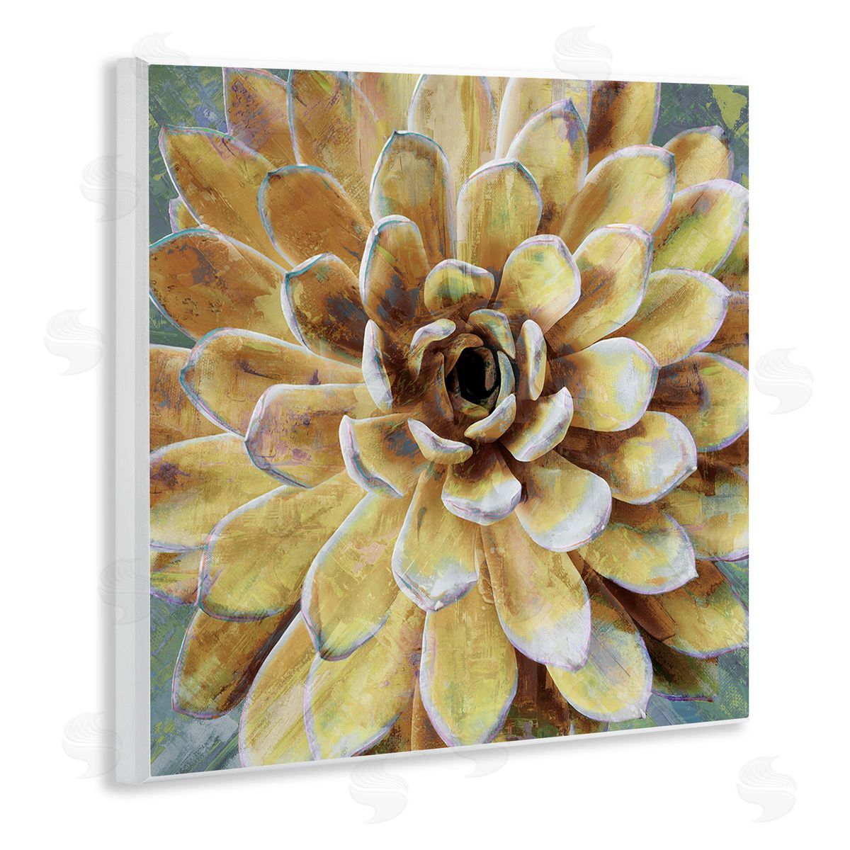 Yellow Botanical Succulent Bloom Painting Wood Plaque Wall Art, Home Decor by Lindsay Benson
