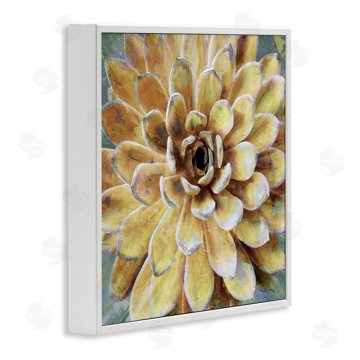 Yellow Botanical Succulent Bloom Painting White Frame Print Wall Art, Home Decor by Lindsay Benson