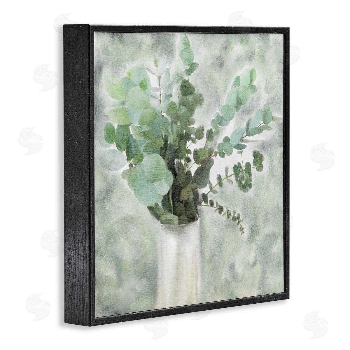 Sage Green Painterly Eucalyptus Black Frame Print Wall Art, Home Decor by Kimberly Allen