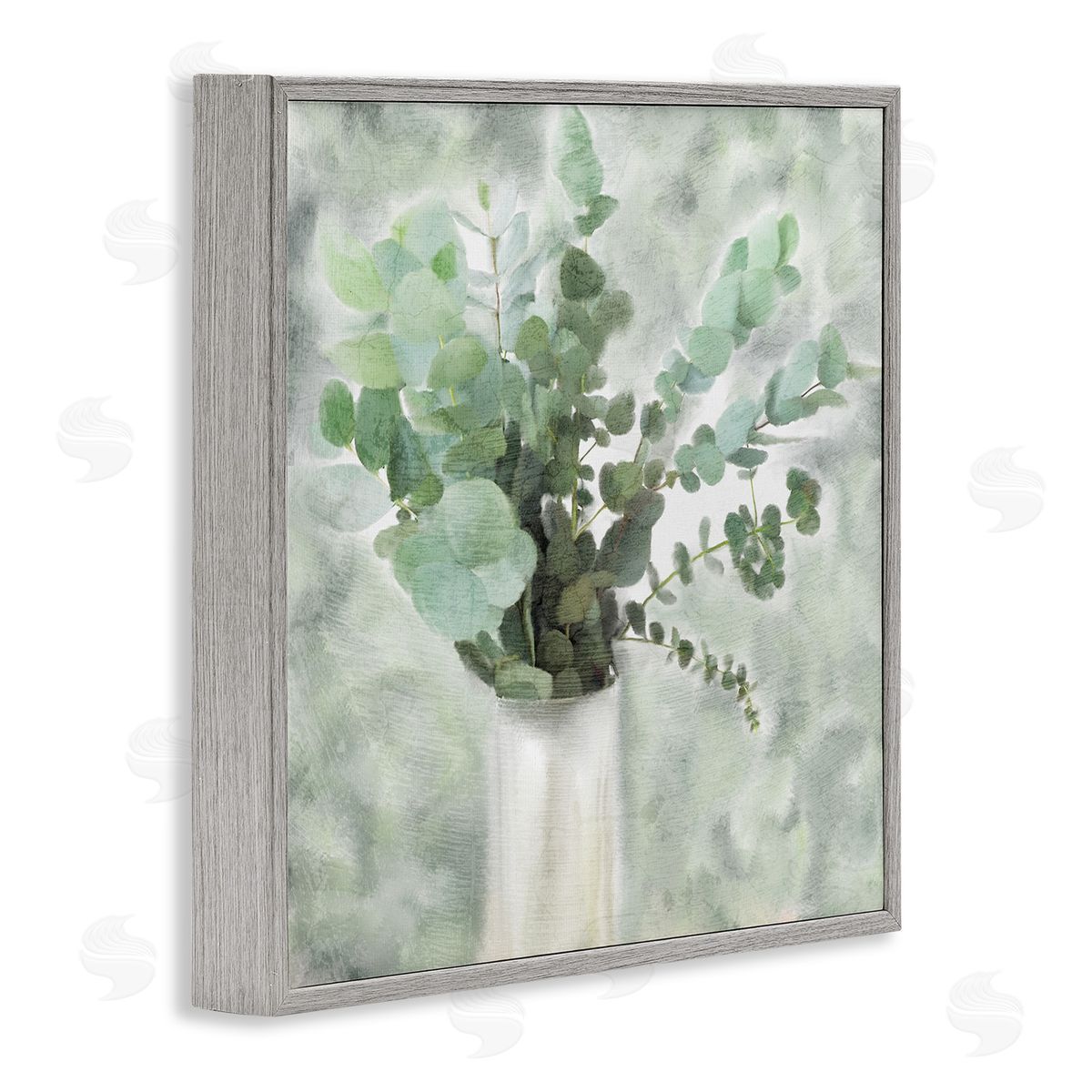 Sage Green Painterly Eucalyptus Grey Frame Print Wall Art, Home Decor by Kimberly Allen