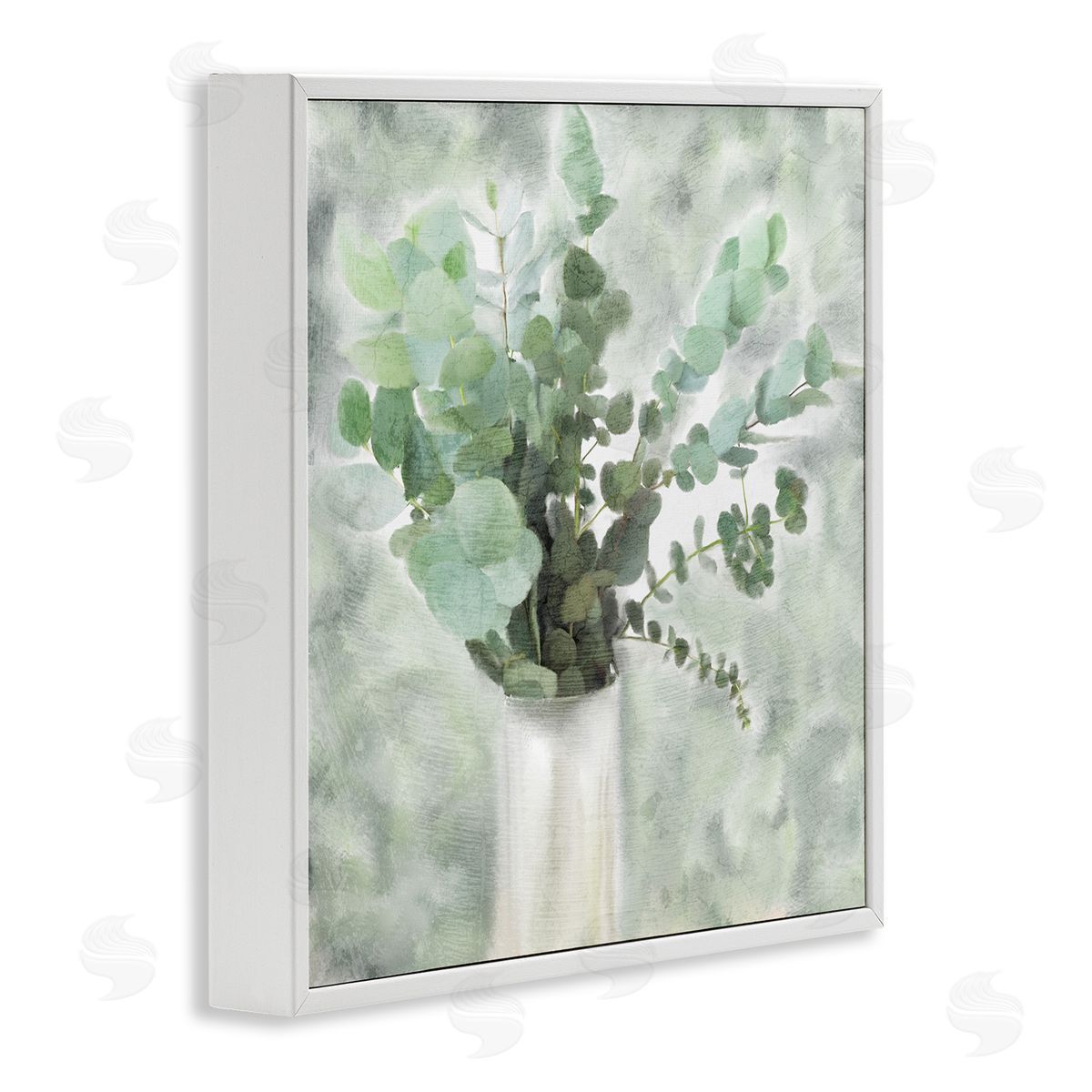 Sage Green Painterly Eucalyptus White Frame Print Wall Art, Home Decor by Kimberly Allen