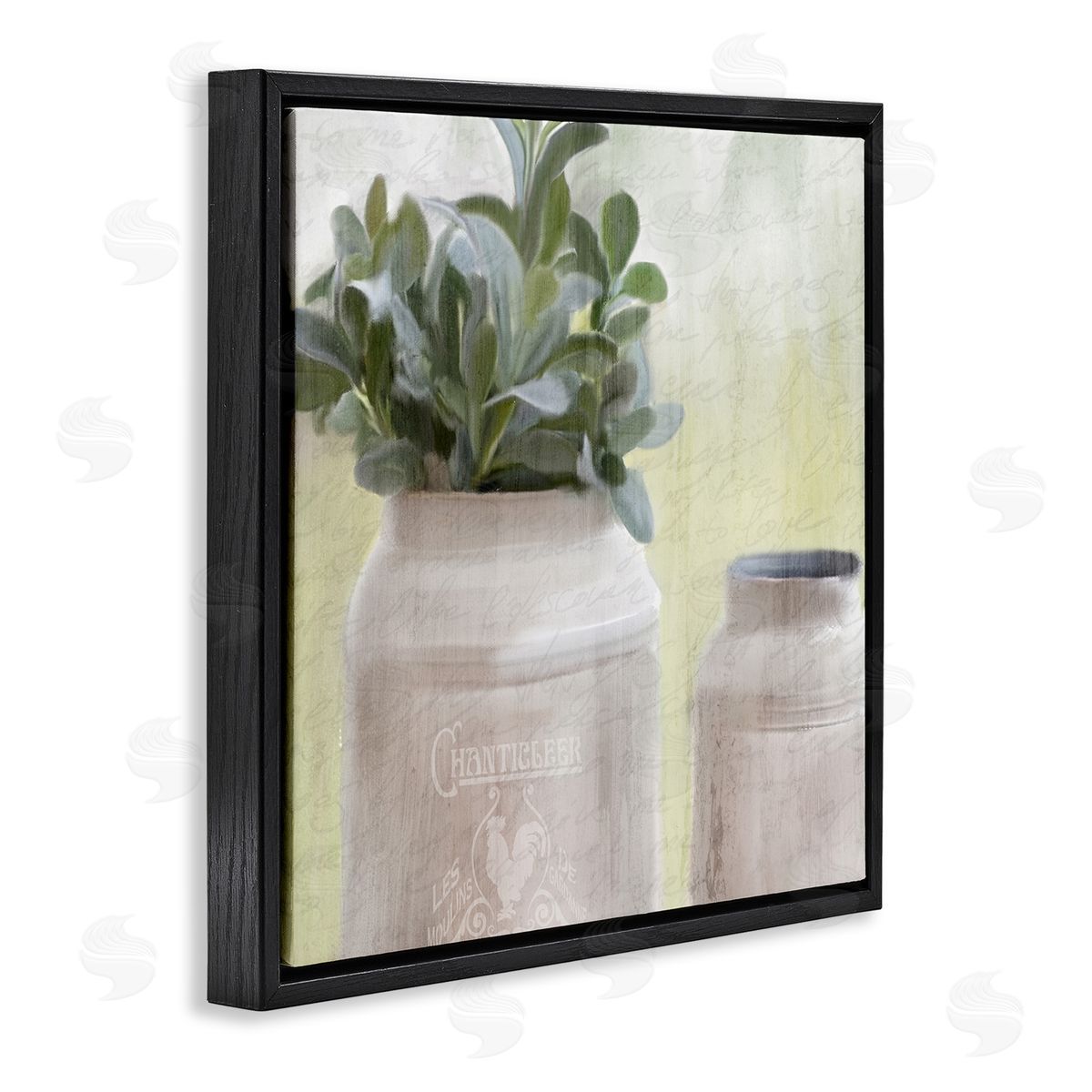 Farmhouse Mill Can with Greenery Black Floating Frame Canvas Wall Art, Home Decor by Kimberly Allen