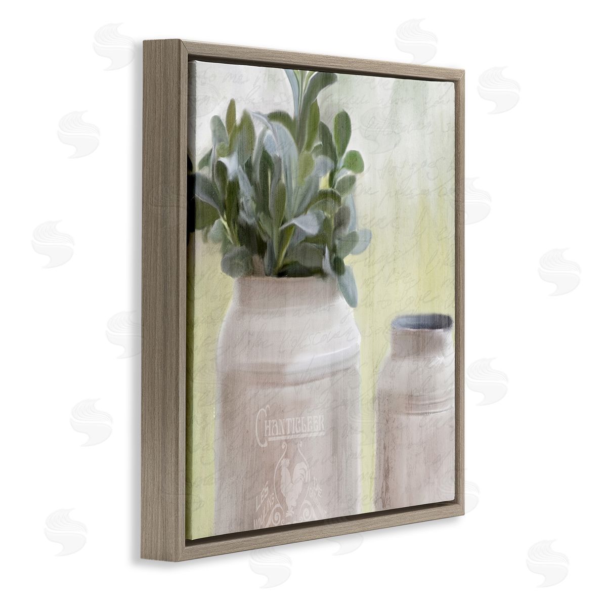 Farmhouse Mill Can with Greenery Brown Floating Frame Canvas Wall Art, Home Decor by Kimberly Allen