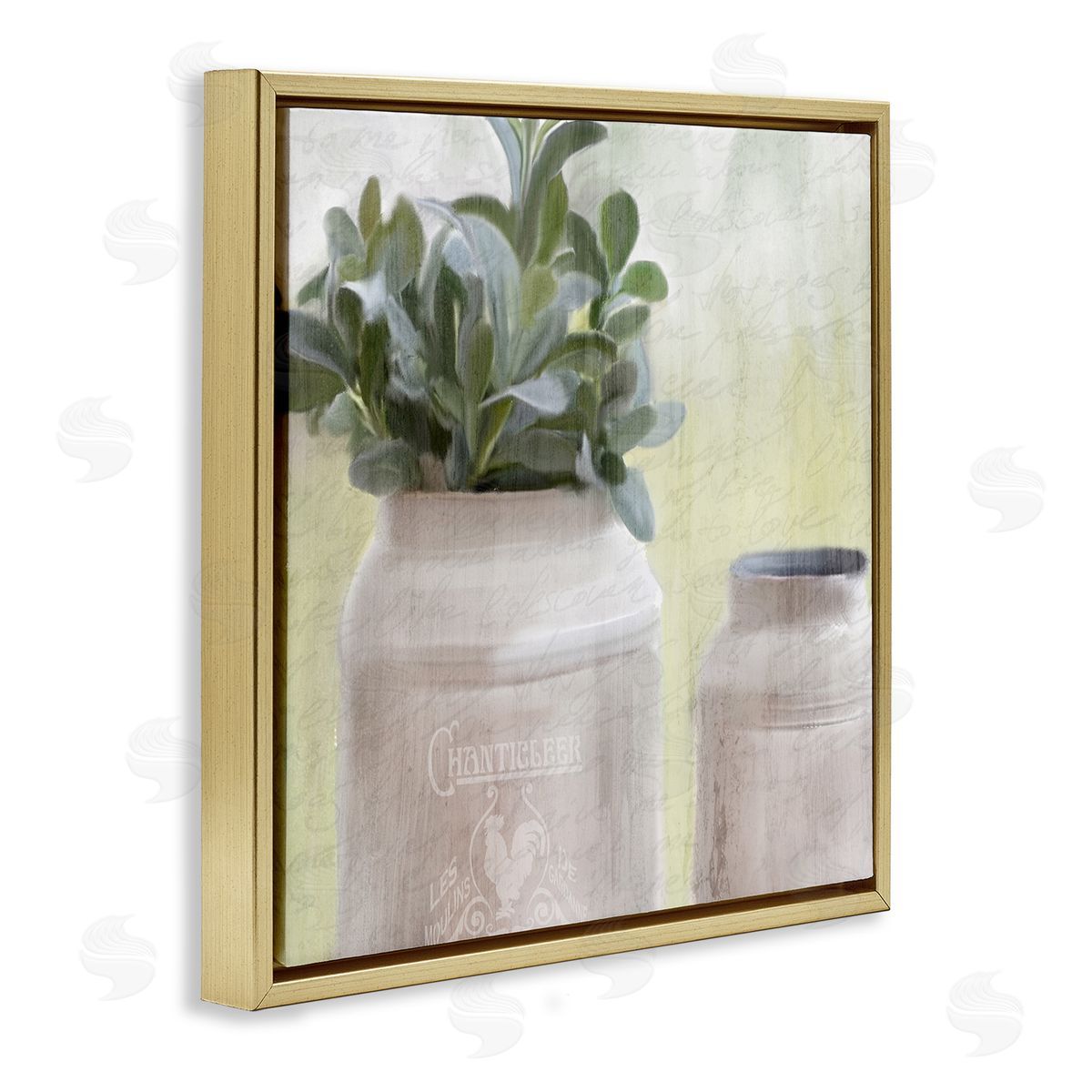 Farmhouse Mill Can with Greenery Gold Floating Frame Canvas Wall Art, Home Decor by Kimberly Allen