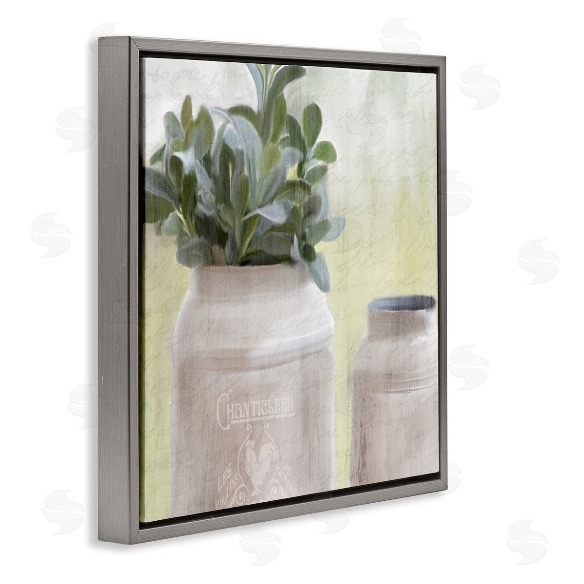 Farmhouse Mill Can with Greenery Grey Floating Frame Canvas Wall Art, Home Decor by Kimberly Allen