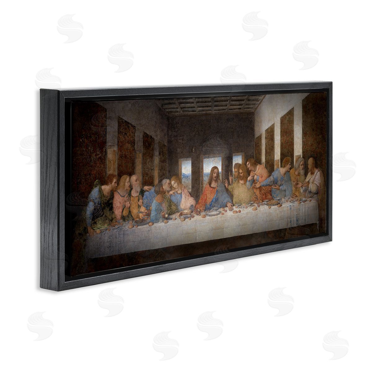 Last Supper Religious Classical Painting Black Floating Frame Canvas Wall Art, Home Decor by Leonardo Da Vinci