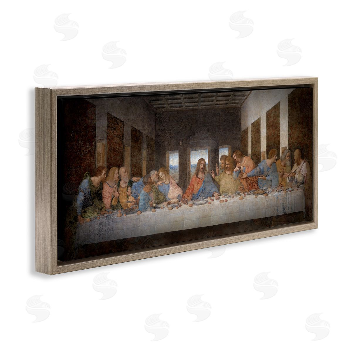 Last Supper Religious Classical Painting Brown Floating Frame Canvas Wall Art, Home Decor by Leonardo Da Vinci