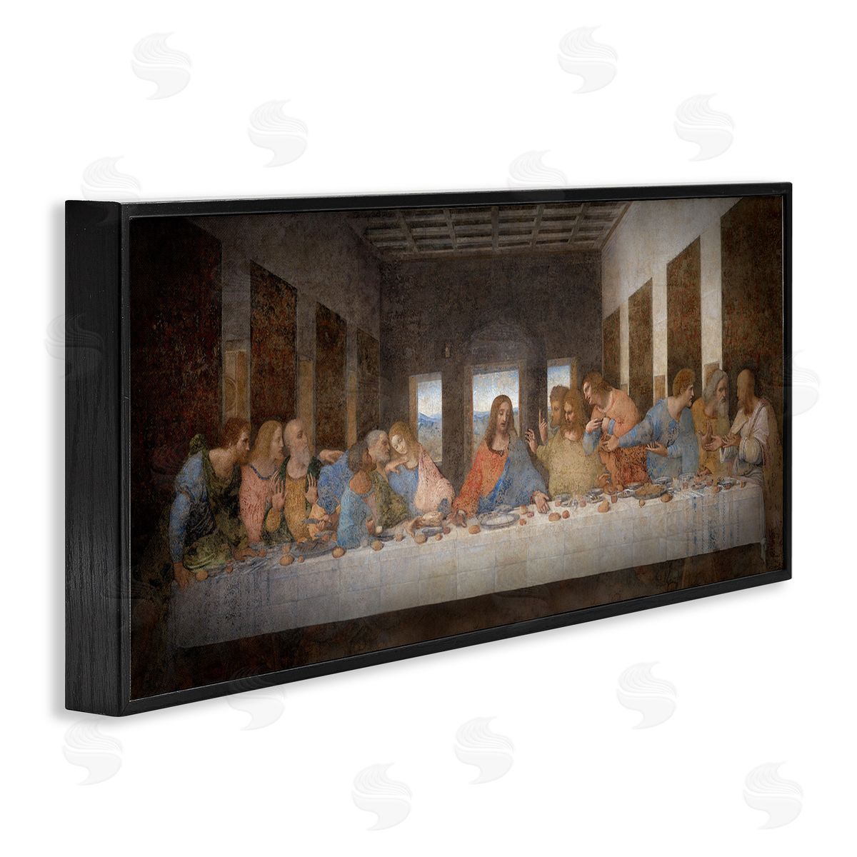 Last Supper Religious Classical Painting Black Frame Print Wall Art, Home Decor by Leonardo Da Vinci