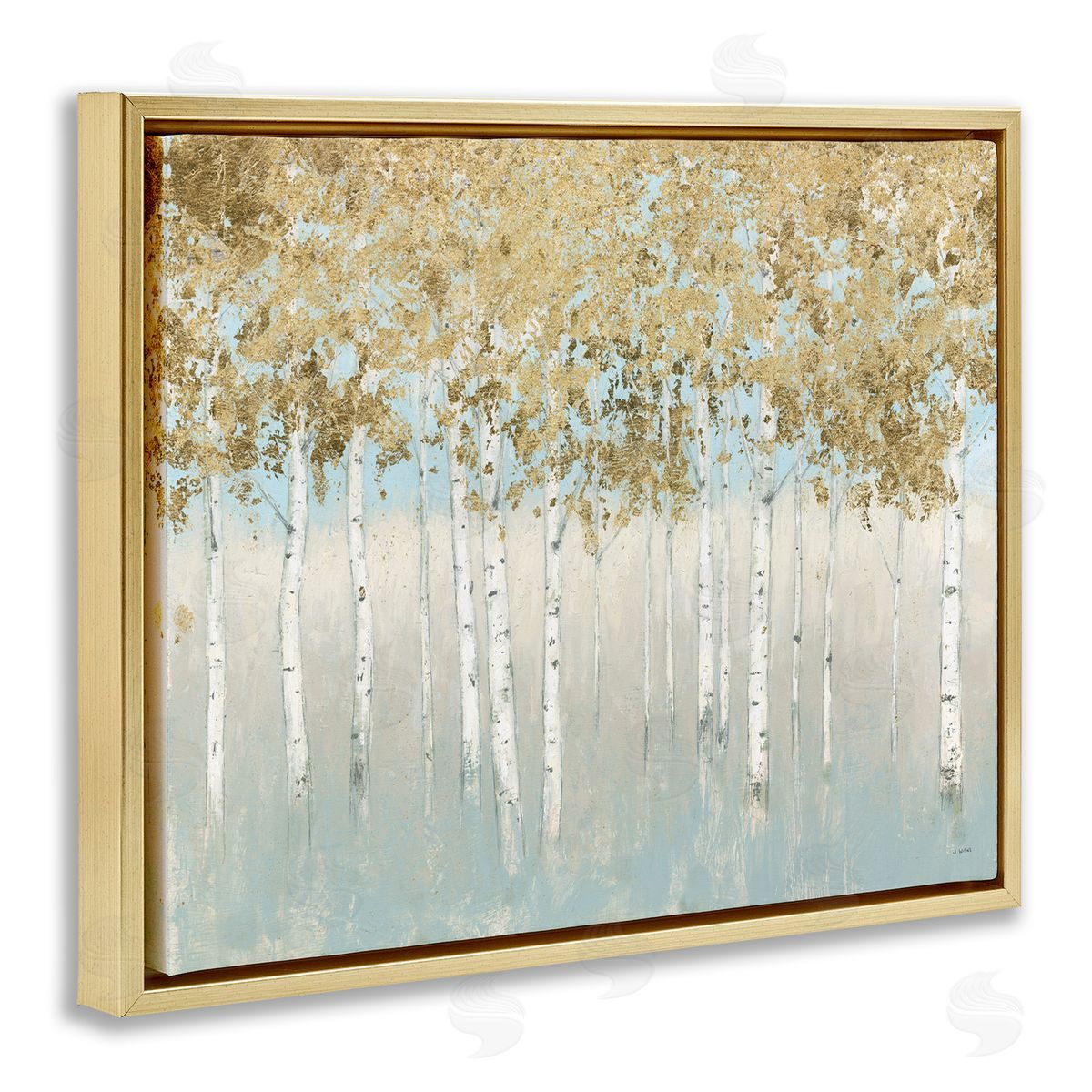 Abstract Gold Tree Landscape Gold Floating Frame Canvas Wall Art, Home Decor by James Wiens
