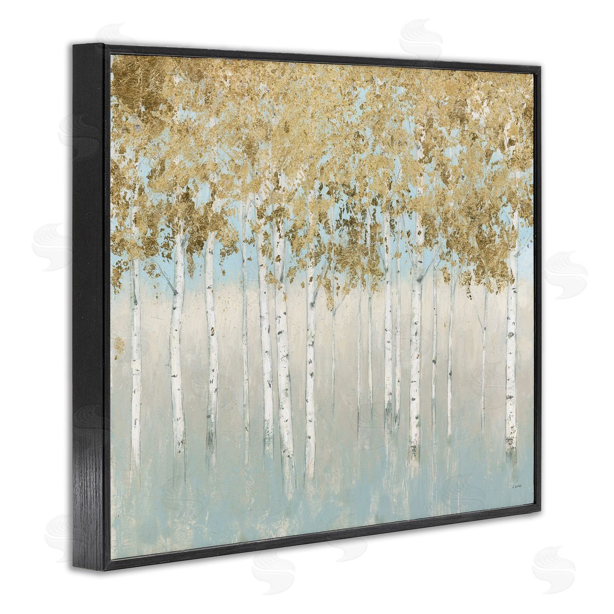 Abstract Gold Tree Landscape Black Frame Print Wall Art, Home Decor by James Wiens