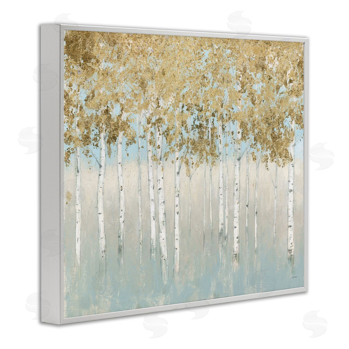 Abstract Gold Tree Landscape White Frame Print Wall Art, Home Decor by James Wiens
