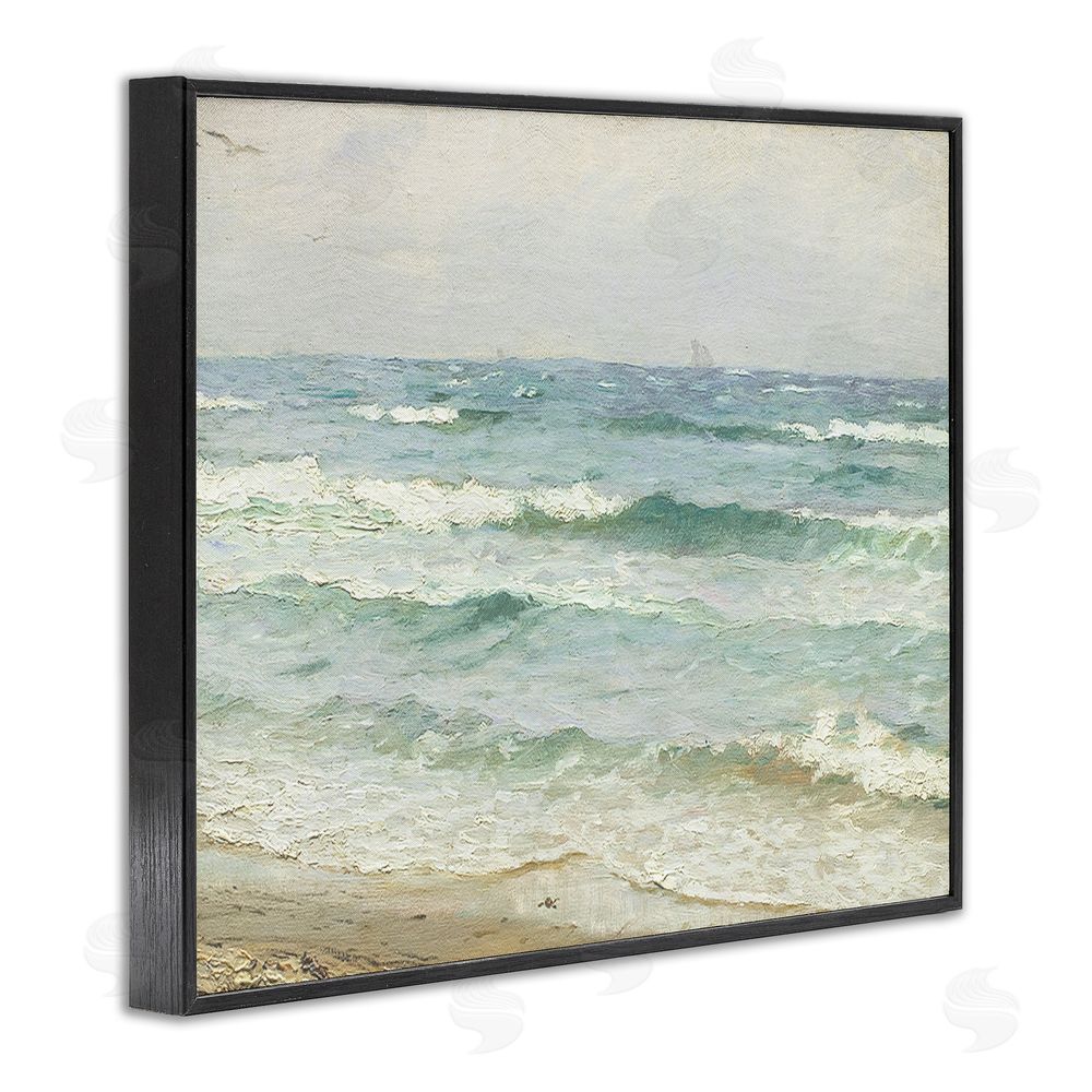 Leah Straatsma Vintage Waves on The Shore Black Framed Giclee Wall Art Print