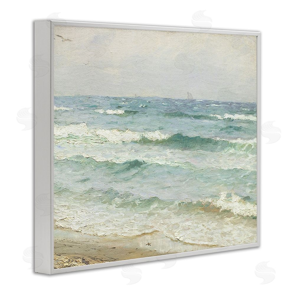 Leah Straatsma Vintage Waves on The Shore White Framed Giclee Wall Art Print